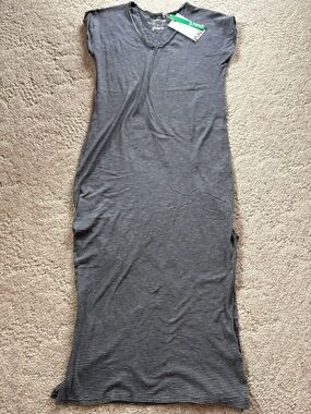 Pact Women's Sustainable Black & White Striped V-Neck Dress